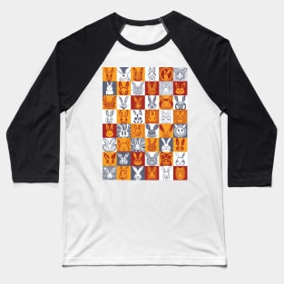 Hawaiian Tribal and other styles Bunny Rabbit Face Check Checker Pattern Baseball T-Shirt